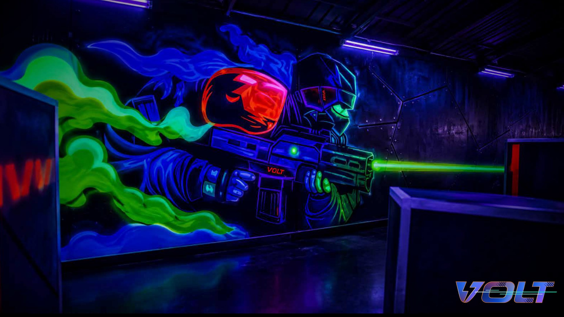 Neon mural installation for VOLT